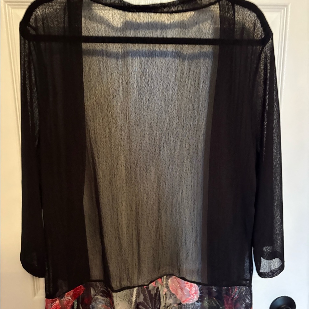 Black Designer Sheer Coat - Picture 4 of 10